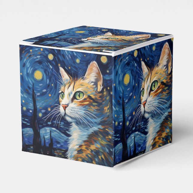 Starry Night Cat Favour Box (Front Side)