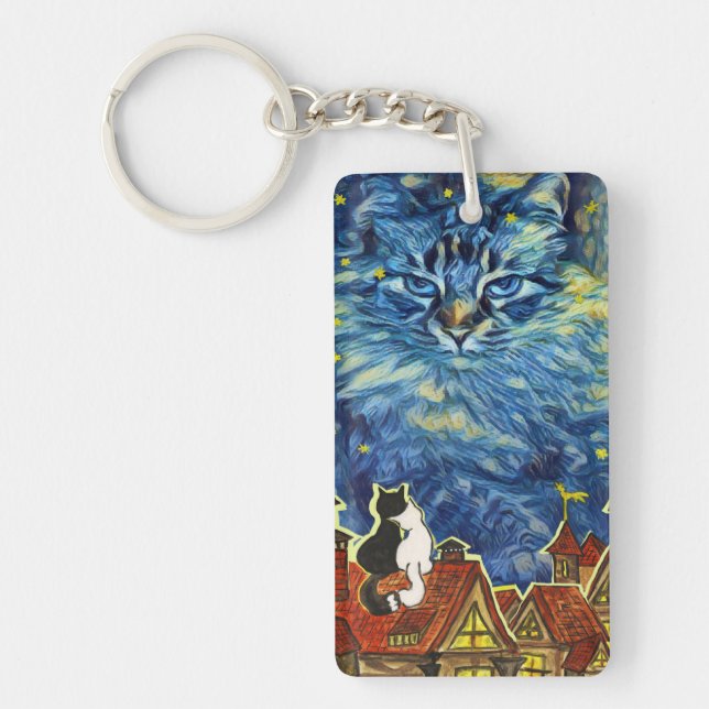 Starry Night Cat Key Ring (Front)