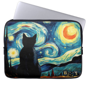 Starry Night Cat Laptop Sleeve