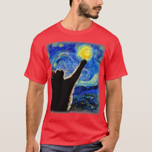 Starry Night Cat Van Gogh Cat Cat Lover Cat Mom Ca T-Shirt