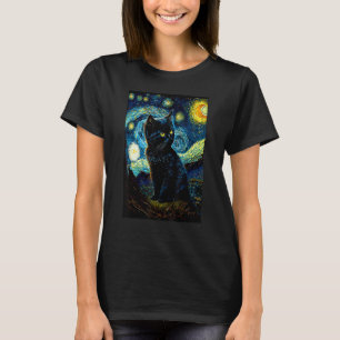 Starry Night Cat Van Gogh Cat Cat Lover Cat Mum Ca T-Shirt