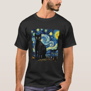 Starry Night Cat Van Gogh Cat Cat Lover Cat Mum Ca T-Shirt