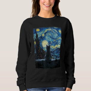 Starry Night Cat, Van Gogh Cat Lovers Gifts Cat Mo Sweatshirt