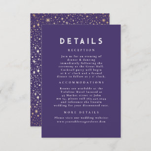 Starry Night Celestial Purple Wedding Details Enclosure Card