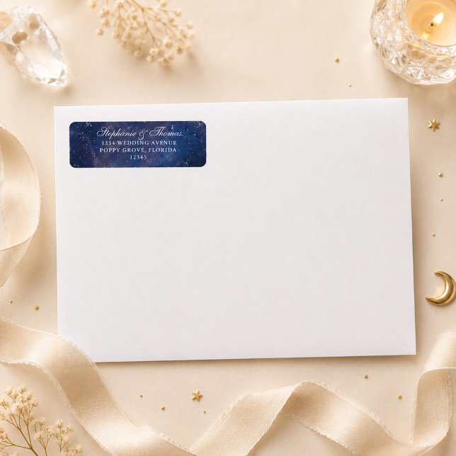 Starry Night Celestial Wedding Address Label (Starry Night Celestial Wedding Address Label on an envelope)