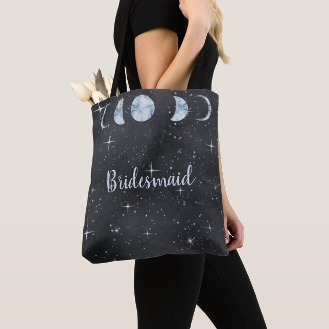 Starry Night Celestial Wedding Bridesmaid Tote Bag (Close Up)