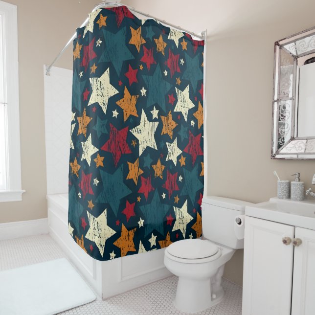 Starry Night Chaos Shower Curtain (In Situ)
