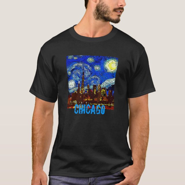 Starry Night Chicago, edit text T-Shirt (Front)