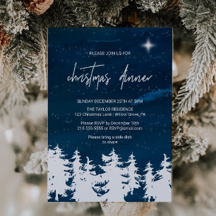 Starry Night Christmas Dinner Invitation