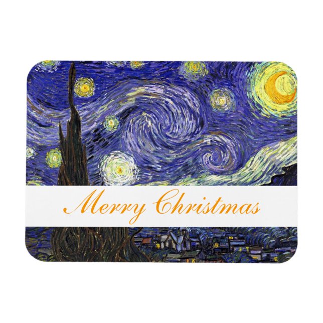Starry Night Christmas, Holiday Magnet (Horizontal)
