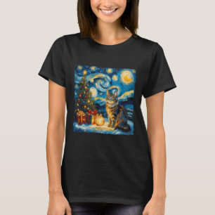 Starry Night Christmas Norwegian Forest Art Van Go T-Shirt