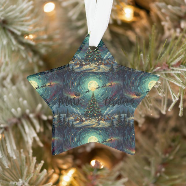 Starry Night Christmas Star Ornament Acrylic (Tree)