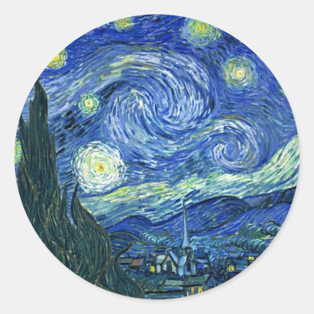 Starry Night Classic Round Sticker (Front)
