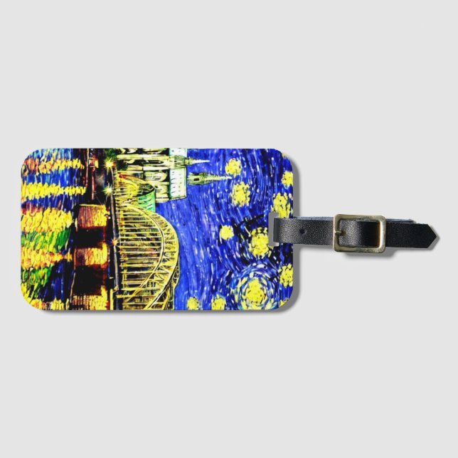 Starry Night Cologne Germany Cathedral Luggage Tag (Front Horizontal)