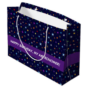 Starry Night Colourful Astronomic Seamless Pattern Large Gift Bag