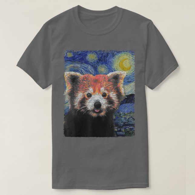 Starry Night Colourful Red Panda  T-Shirt (Design Front)