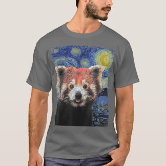Starry Night Colourful Red Panda  T-Shirt