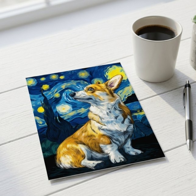 Starry Night Corgi Dog Impressionist Art Postcard (corgi starry night postcard)