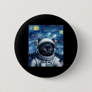 Starry Night Cosmic Cat Astronaut Art  6 Cm Round Badge
