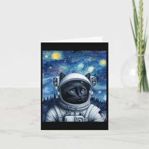 Starry Night Cosmic Cat Astronaut Art Card