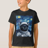 Starry Night Cosmic Cat Astronaut Art