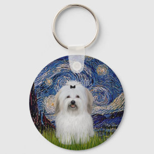 Starry Night - Coton de Tulear 2 Key Ring