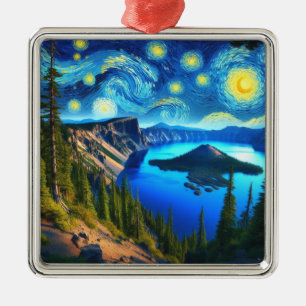 Starry Night Crater Lake National Park Metal Tree Decoration