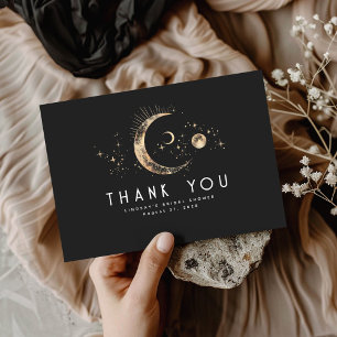 Starry Night Crescent Moon Celestial Thank You Card