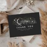 Starry Night Crescent Moon Small Thank You<br><div class="desc">Starry night celestial gold and black cute thank you cards</div>