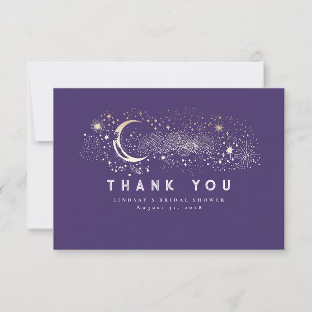 Starry Night Crescent Moon Small Thank You (Front)