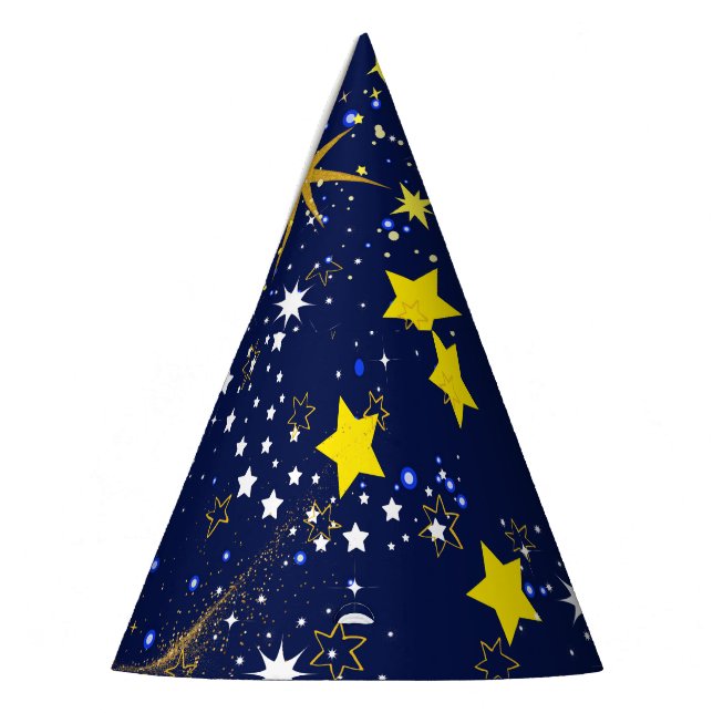 Starry Night Dark Blue Sky Party Hat (Left)