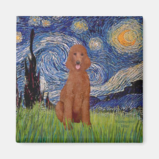 Starry Night - Dark Red Standard Poodle #1 Magnet