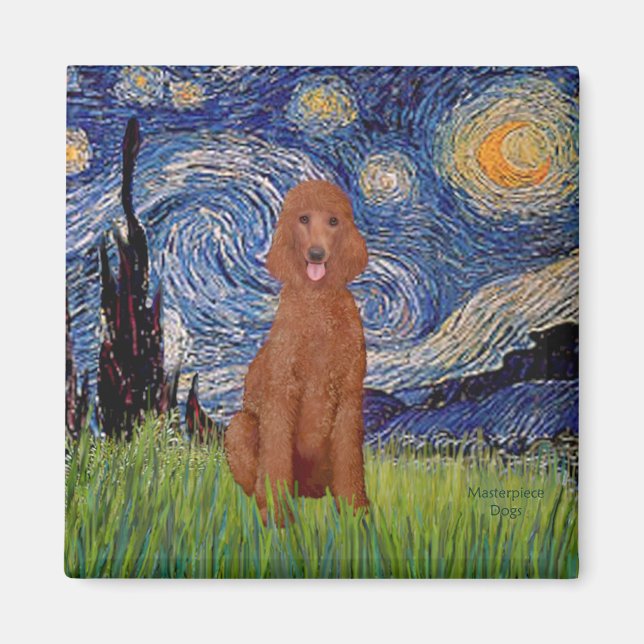 Starry Night - Dark Red Standard Poodle #1 Magnet (Front)