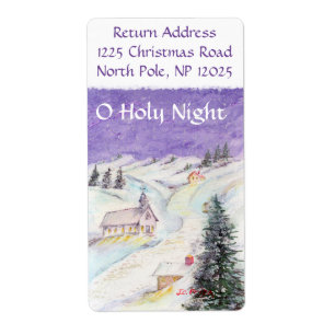 Starry Night Draped in Snow Christmas Watercolor