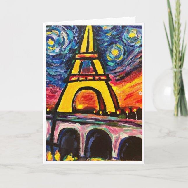 Starry Night Eiffel Tower Card <Blank Inside> (Front)