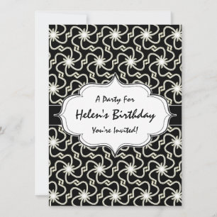 Starry Night Elegant Art Deco Starburst Pattern Invitation