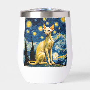 Starry Night Elf Sphinx Cat Van Gogh Art Painting