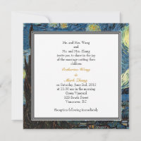 Starry Night, famous fine art wedding invitation.