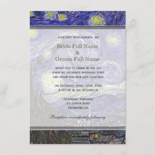 Starry Night, famous fine art wedding invitation. Invitation