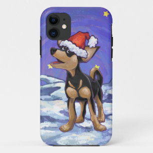 Starry Night Festive Chihuhua in Santa Hat iPhone 11 Case