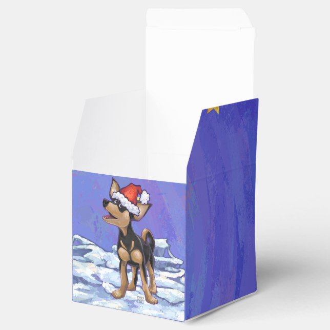 Starry Night Festive Chihuhua in Santa Hat Favour Box (Opened)