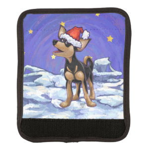 Starry Night Festive Chihuhua in Santa Hat Luggage Handle Wrap