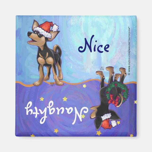 Starry Night Festive Chihuhua in Santa Hat Magnet (Front)