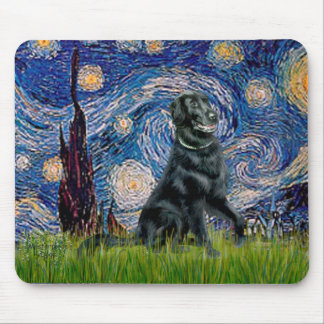 Starry Night - Flat Coated Retriever 2 Mouse Pad