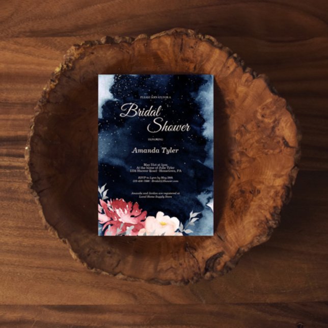 Starry Night Floral Bridal Shower Invitation (Creator Uploaded)