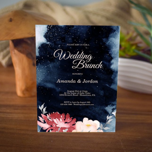Starry Night Floral Wedding Brunch Invitation (Creator Uploaded)