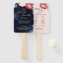 Starry Night Floral Wedding Program Hand Fan