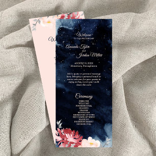 Starry Night Floral Wedding Program Programme
