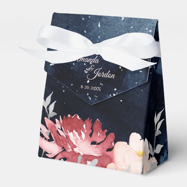 Starry Night Floral Wedding Tent Favour Box (Front Side)