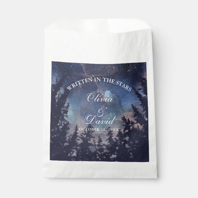 Starry Night Forest Celestial Wedding Favour Bag (Front)